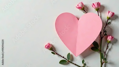 Heart shaped postcard with natural spring wildflowers.Love or women's day concept with space to copy.