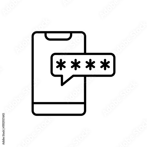 Mobile authenticator outline icons, minimalist vector illustration ,simple transparent graphic element .Isolated on white background