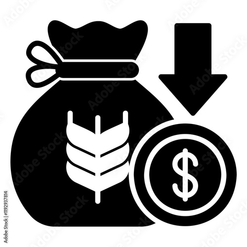 Deflation icon or decline in purchasing power of goods due to economic crisis