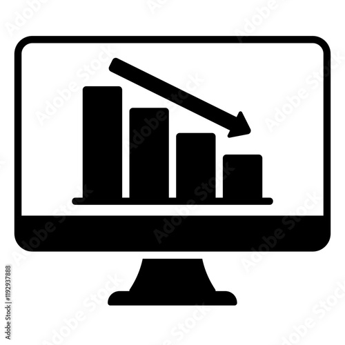 Economic downturn icon with decreasing financial statistics