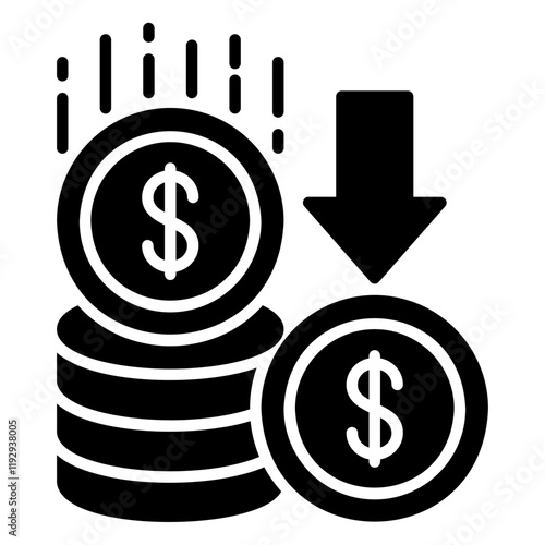 Inflation icon or decrease in the value of money against goods and services