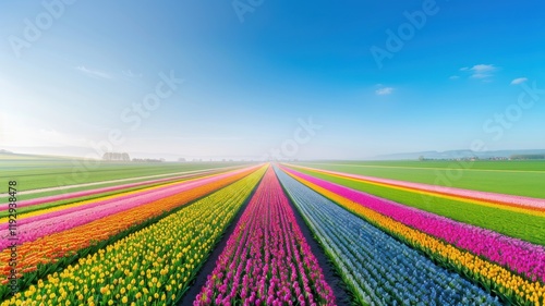 Wallpaper Mural Vibrant tulip fields blooming in spring netherlands nature photography scenic landscape aerial view floral beauty Torontodigital.ca