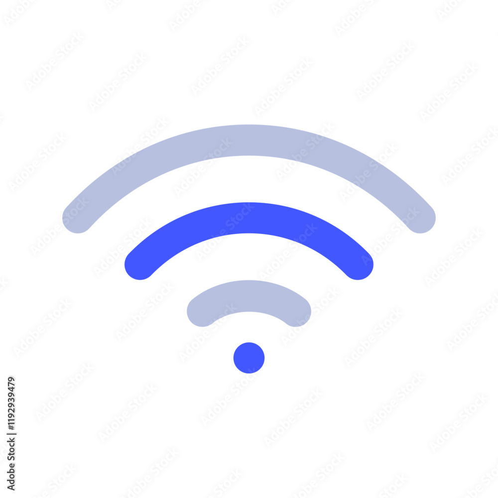 Stylized Wi-Fi Signal Icon in Blue Stylized Wi-Fi Signal Icon in Blue