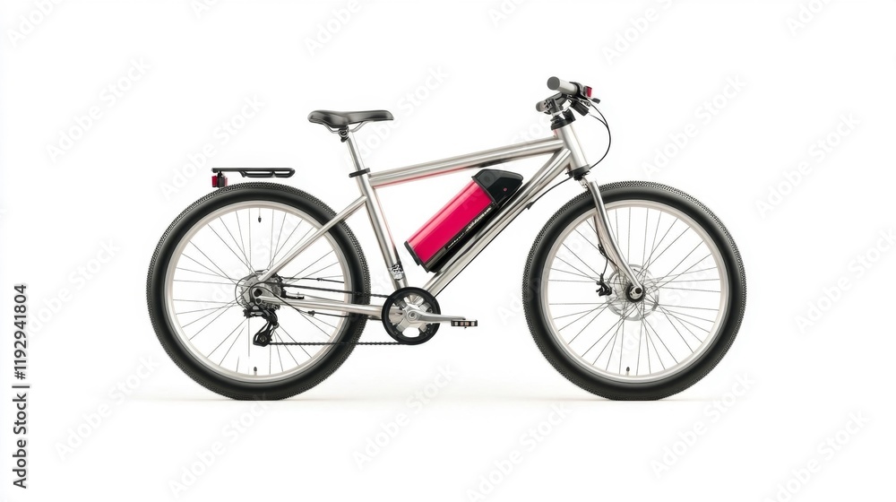 Fototapeta premium Modern Electric Bike on Minimalist White Background. Generative AI