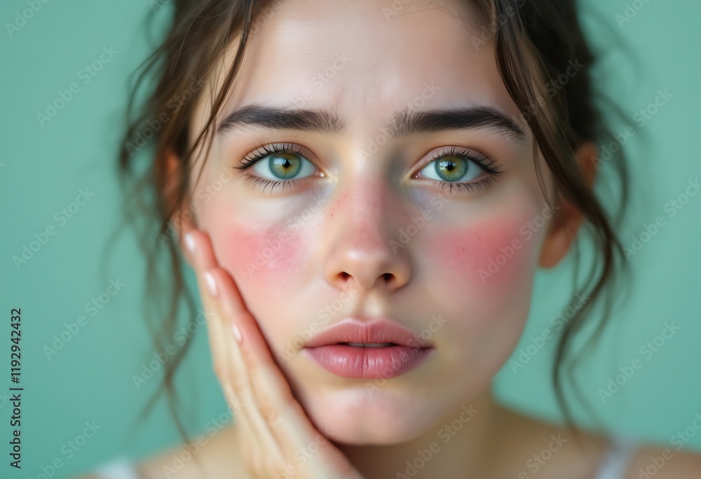 Woman with Rosacea Redness and Green Eyes Skincare Woman with Rosacea Redness and Green Eyes Skincare