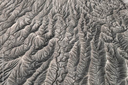 Aerial view of textured terrain at Caineville Mesa, Utah photo