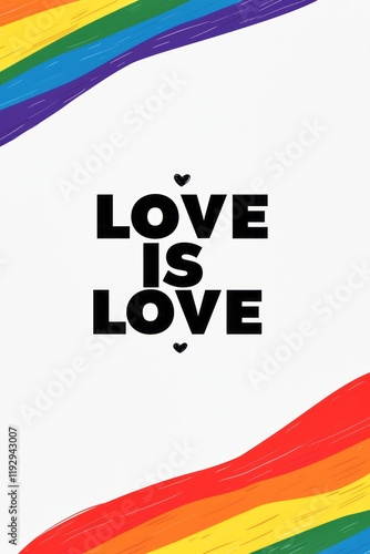 Colorful design showcases the phrase love is love, symbolizing inclusivity and acceptance photo