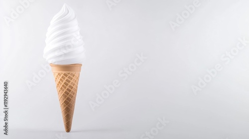 Classic Ice Cream Cone on White Background. Generative AI photo