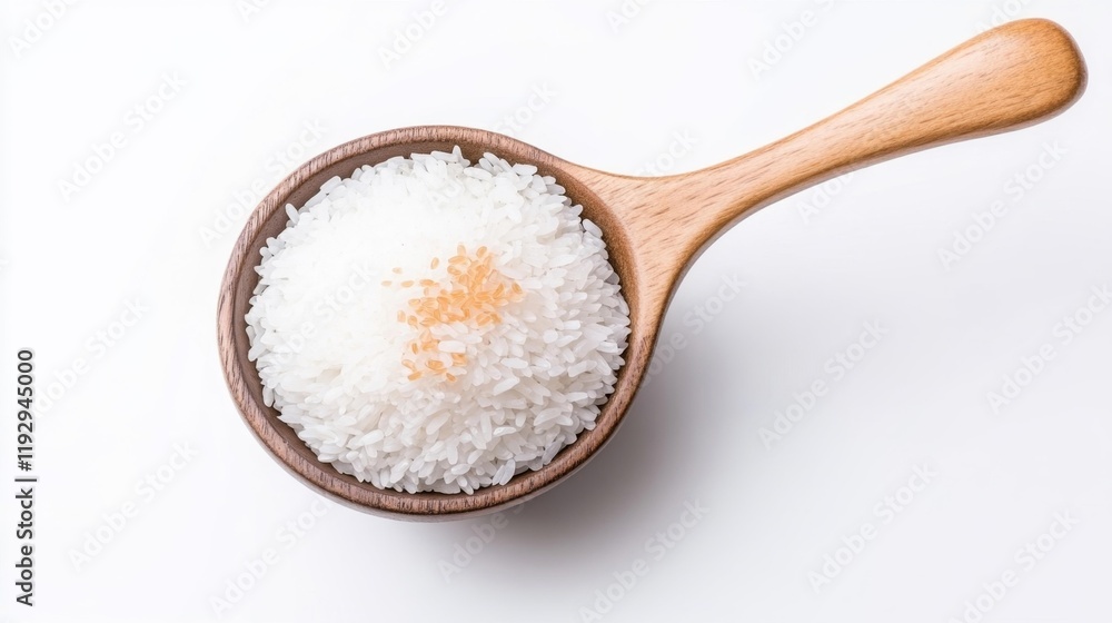 Bowl of White Rice on Wooden Spoon. Generative AI Bowl of White Rice on Wooden Spoon. Generative AI