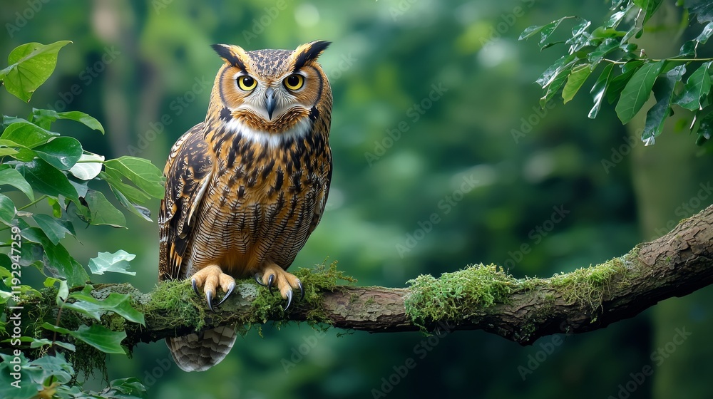 Obraz premium Small Owl Sitting on Tree Branch