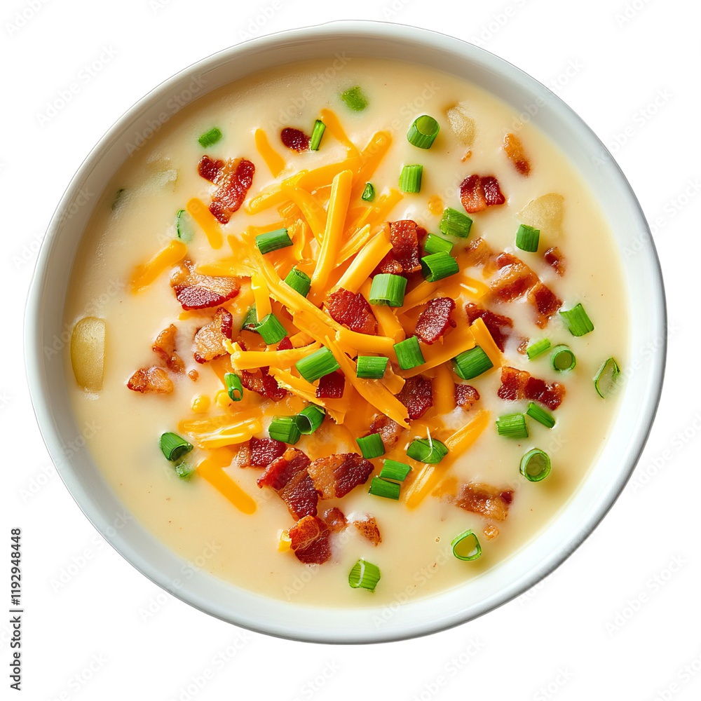 Rich and Creamy Potato Soup with Crispy Bacon and Cheddar Cheese Topped with Fresh Chives: A Comforting Homestyle Recipe Perfect for Cold Weather Rich and Creamy Potato Soup with Crispy Bacon and Cheddar Cheese Topped with Fresh Chives: A Comforting Homestyle Recipe Perfect for Cold Weather