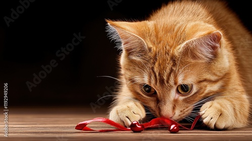 Valentine's day playtime orange cat's adorable mischief photo