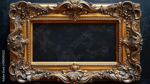 Ornate Gold Frame with Rococo Style. Generative AI photo