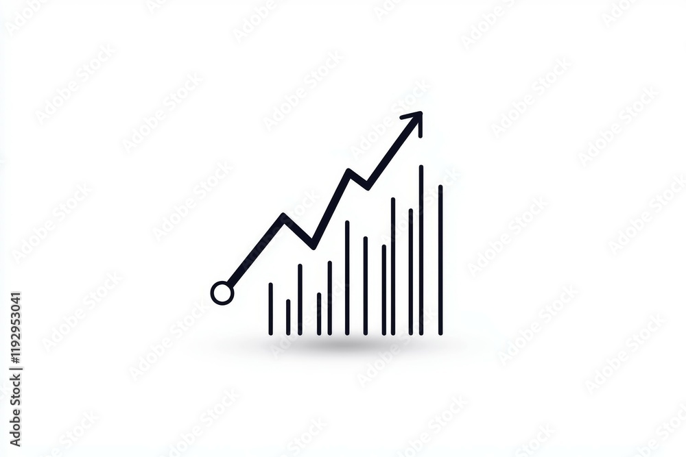 Increasing graph icon with arrow and bar chart for financial growth analysis Increasing graph icon with arrow and bar chart for financial growth analysis