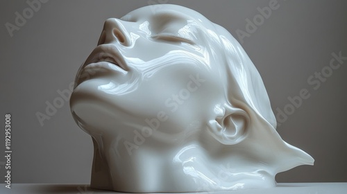 Minimalist Porcelain Bust Sculpture. Generative AI photo