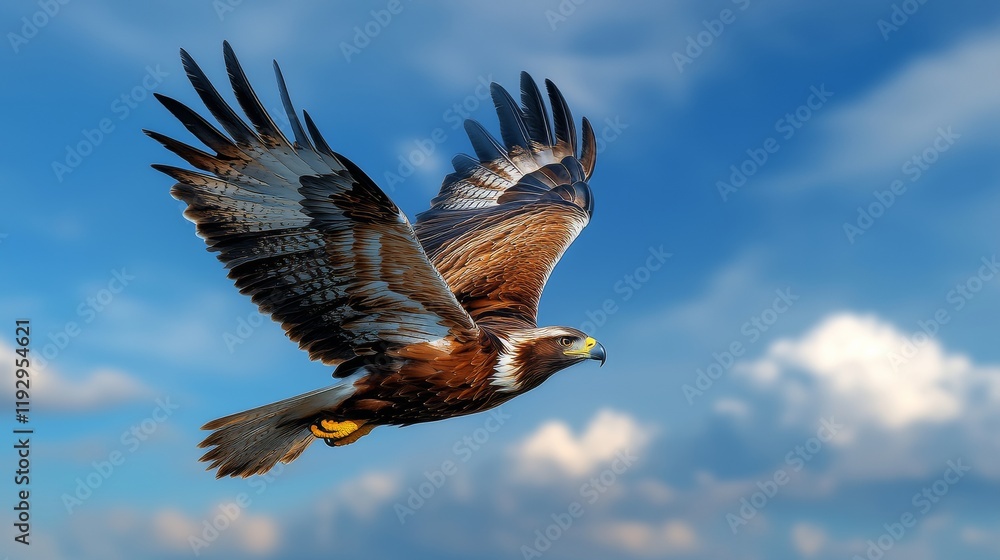 Obraz premium Bird Soaring in Clear Sky