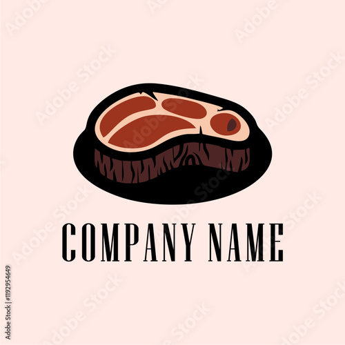 Steak Logo, Meat Emblem, Food Icon, Restaurant Symbol, Butcher Shop Logo, Grill and Barbecue Emblem, Beef Steak Illustration, Raw Steak Slice, Marbled Meat Logo, The Steak Cut, The Perfect Steak, The 