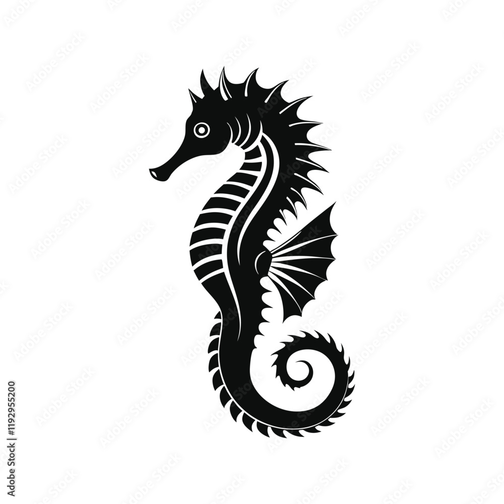 Obraz premium Seahorse vector illustration, Seahorse Fish Silhouette Clipart
