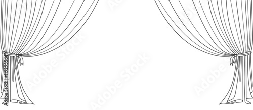 Curtain Line art vector Illustration