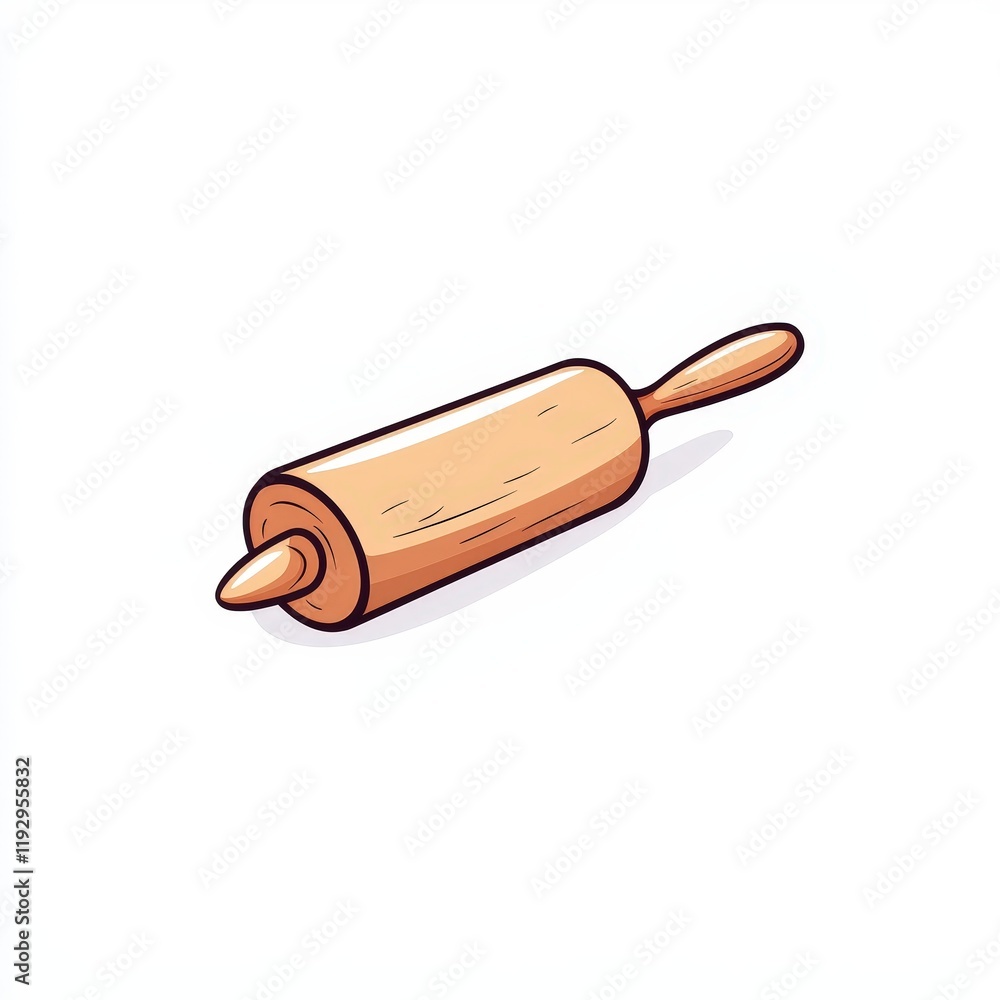 Rolling dough with a rolling pin on a white background and cartoon clipart of a rolling pin Rolling dough with a rolling pin on a white background and cartoon clipart of a rolling pin