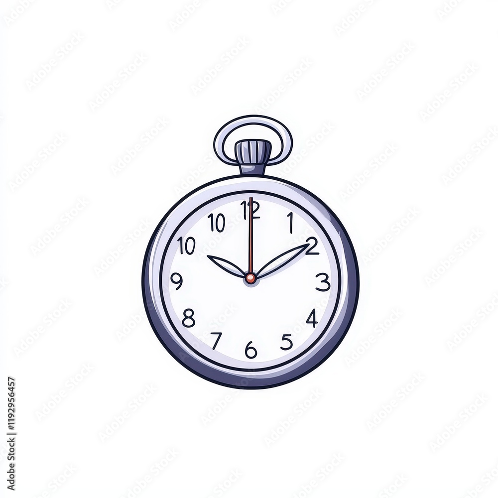 Cartoon stopwatch icon on white background for physical education class illustration Cartoon stopwatch icon on white background for physical education class illustration