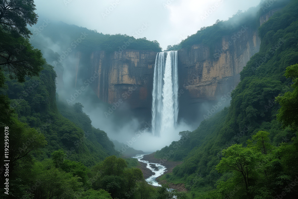 Fototapeta premium Angel Falls in Venezuela with high altitude representing the tallest waterfall in the world 