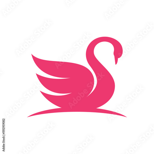 Pink swan vector illustration for beauty logo design
