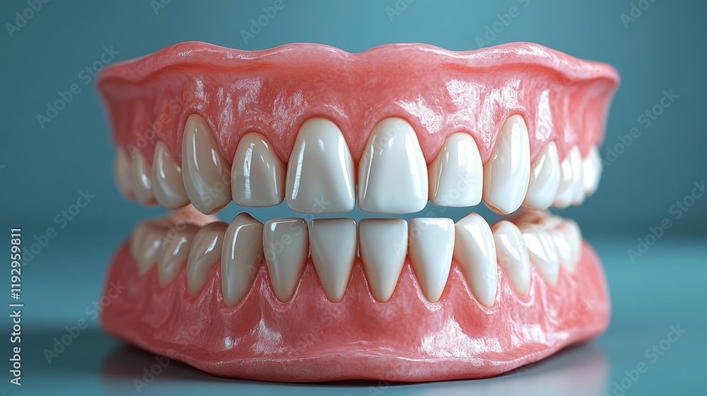 Obraz premium Hyper-Realistic Denture Display. Generative AI