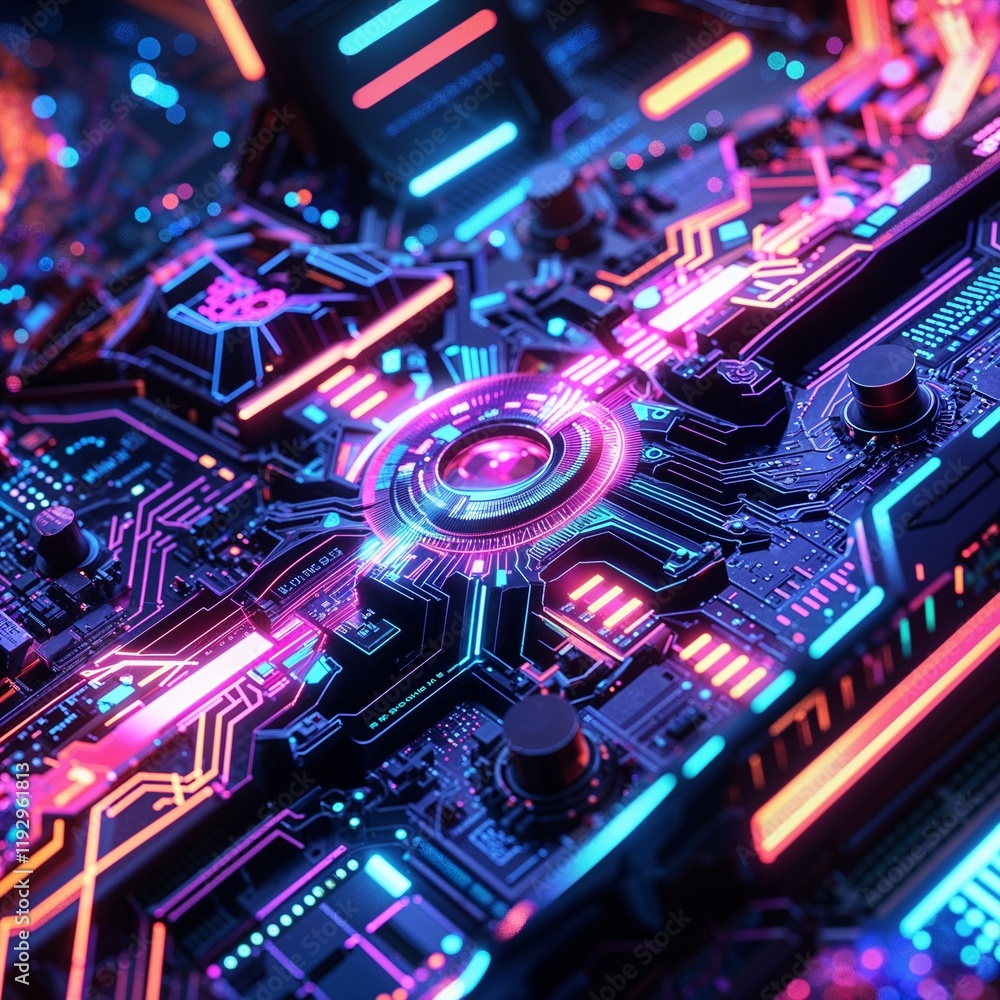 Abstract circuit cyberspace design created with Generative Ai technology Abstract circuit cyberspace design created with Generative Ai technology