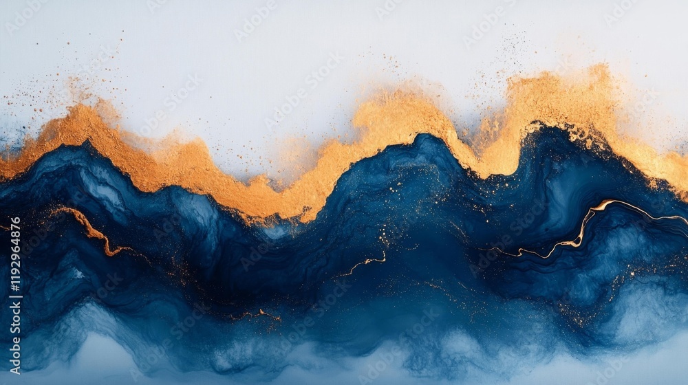 Abstract Navy and Copper Artwork. Generative AI