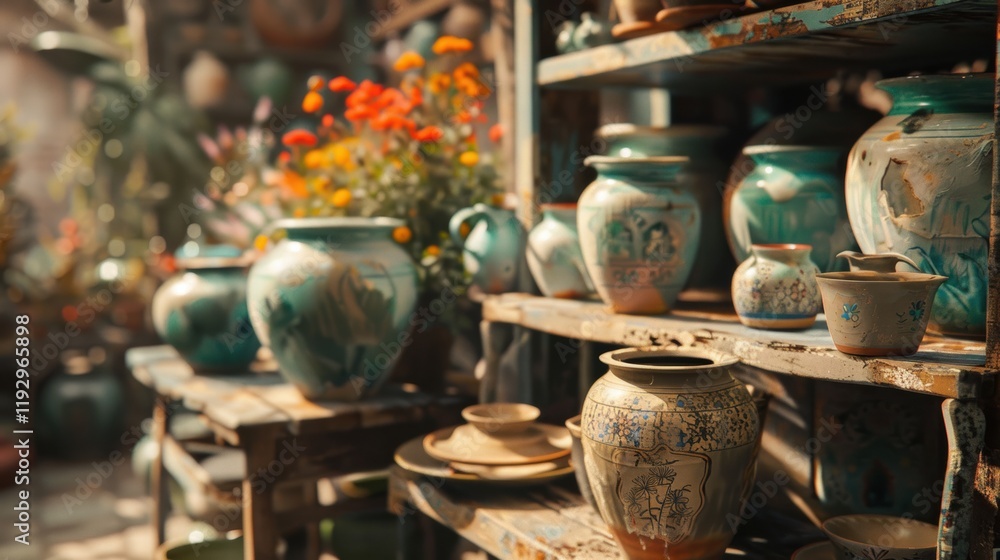 Fototapeta premium Embracing pottery as a creative and meditative pastime.