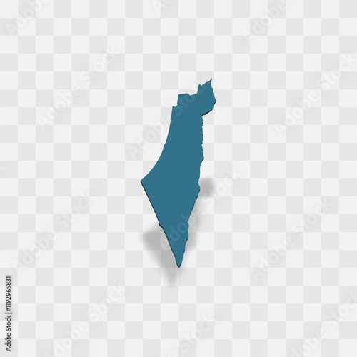 Israel high detailed vector representation of country silhouette. 3D map on transparent background with dropped shadow. For educational, decorative, or informational use.