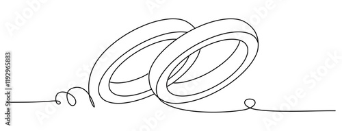Wedding ring line art vector illustration