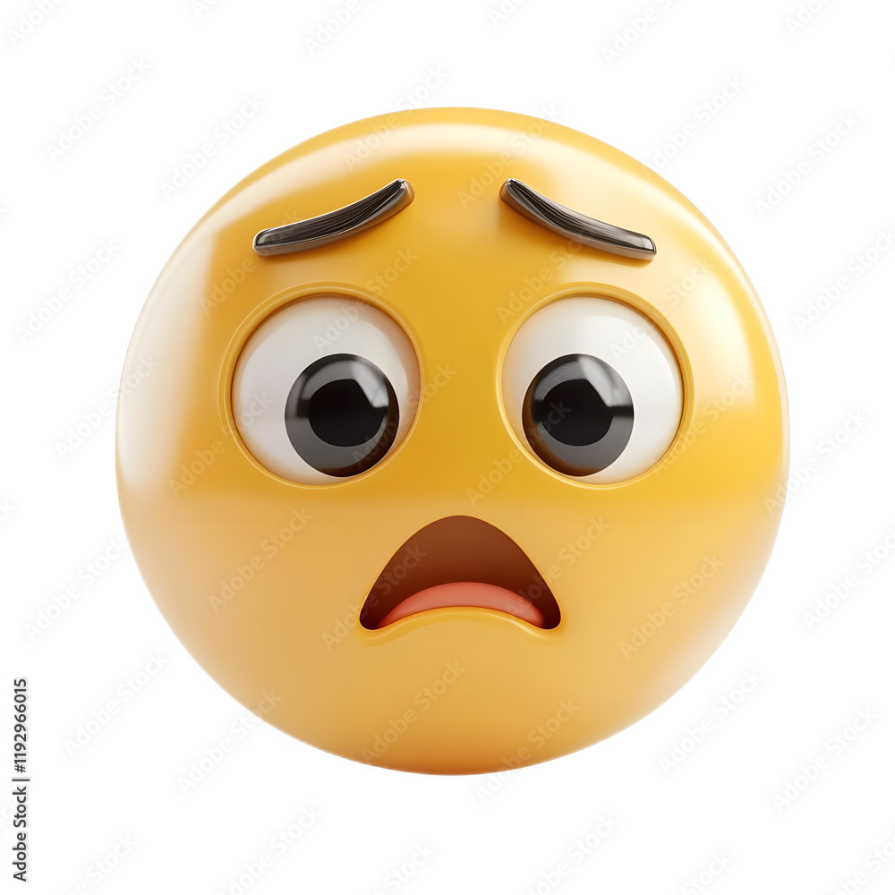 Fototapeta premium Gloomy and Displeased Yellow Emoji with Sad Facial Expression