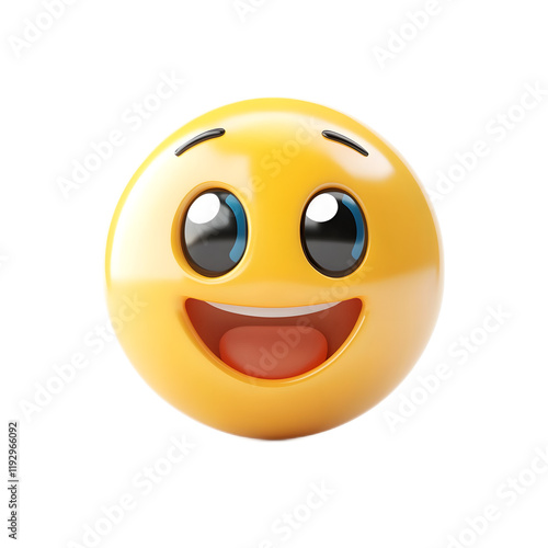 Vibrant 3D Rendered Smiling Emoji Icon with Transparent Background photo