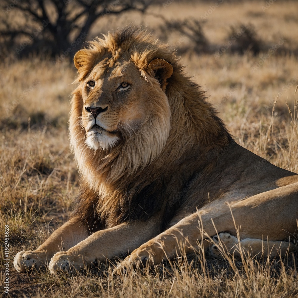 A majestic lion pride lounging in the savanna with a white background. A majestic lion pride lounging in the savanna with a white background.