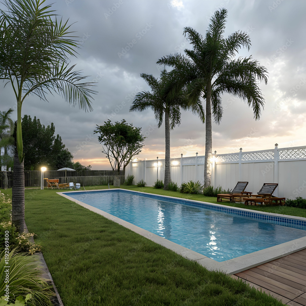 Fototapeta premium A swimming pool provides a refreshing place for recreation, relaxation, and exercise