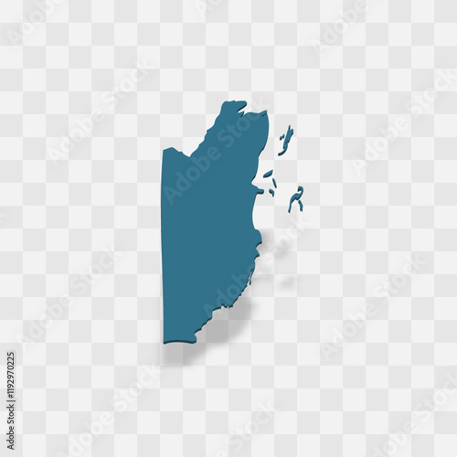 Belize high detailed vector representation of country silhouette. 3D map on transparent background with dropped shadow. For educational, decorative, or informational use.