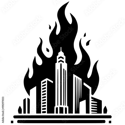 City fire silhouette