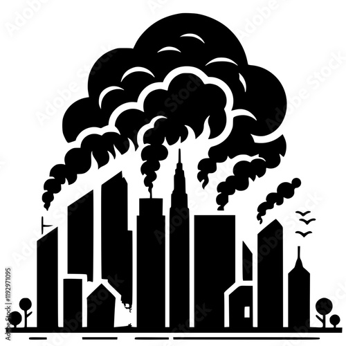 City fire silhouette