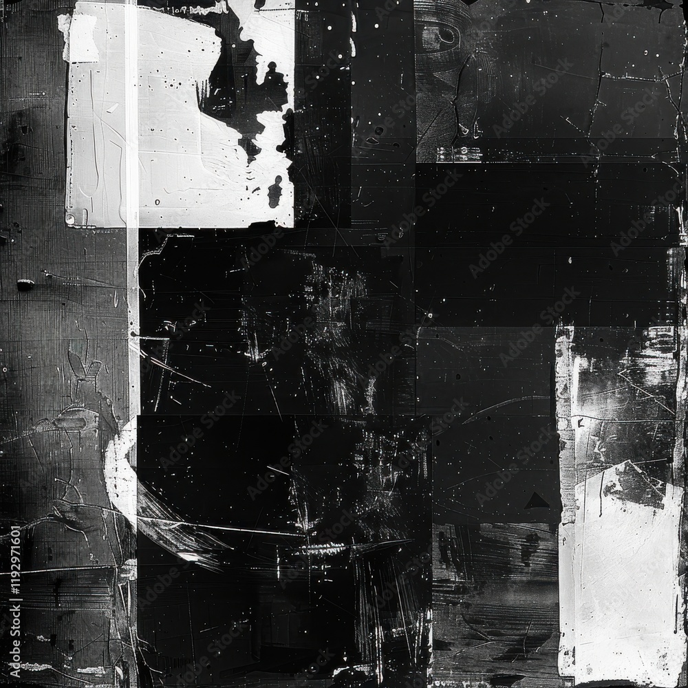 Obraz premium Vintage Grunge Black and White Collage Background Perfect for Artistic Projects and Creative Designs
