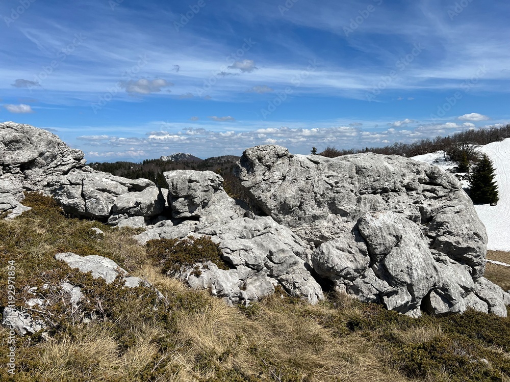 Limestone rocks and karst mountain landscape - Northern Velebit National Park, Croatia (Vapnenačke stijene i krški planinski krajolik - Nacionalni park Sjeverni Velebit, Hrvatska) Limestone rocks and karst mountain landscape - Northern Velebit National Park, Croatia (Vapnenačke stijene i krški planinski krajolik - Nacionalni park Sjeverni Velebit, Hrvatska)