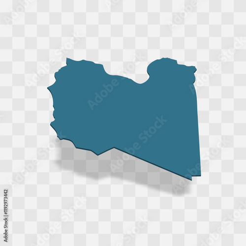 Libya high detailed vector representation of country silhouette. 3D map on transparent background with dropped shadow. For educational, decorative, or informational use.