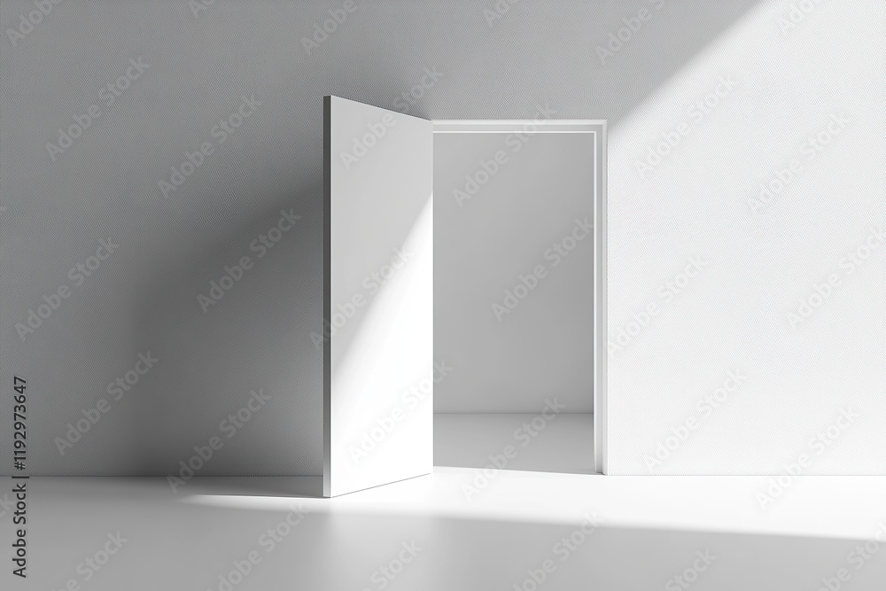 3D rendering, minimalist style, pure white background, three-dimensional open card with a shadow 3D rendering, minimalist style, pure white background, three-dimensional open card with a shadow