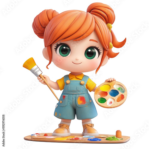 Creative painting activity studio space 3d character art colorful environment cheerful viewpoint