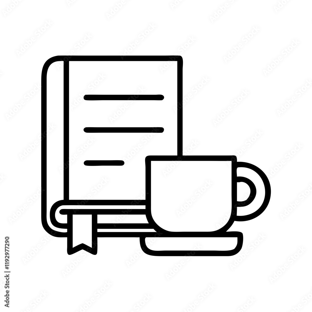 book and coffee cup icon, book and coffee cup line art - simple line art of book and coffee cup, perfect for book and coffee cup logos and icons and themed design book and coffee cup icon, book and coffee cup line art - simple line art of book and coffee cup, perfect for book and coffee cup logos and icons and themed design