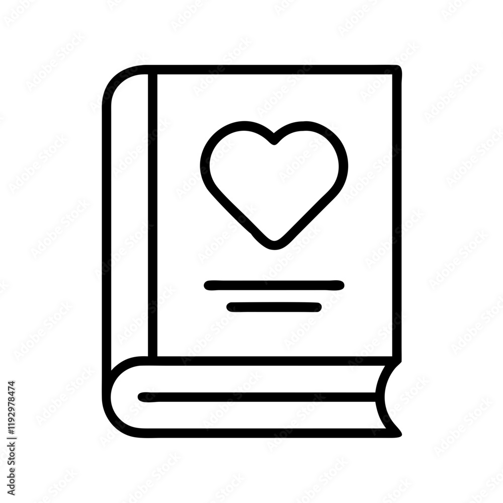 book with a heart icon, book with a heart line art - simple line art of book with a heart, perfect for book with a heart logos and icons and themed design book with a heart icon, book with a heart line art - simple line art of book with a heart, perfect for book with a heart logos and icons and themed design