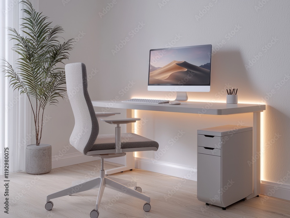 Fototapeta premium Modern desktop workspace design for tech-focused designers in a minimalist environment