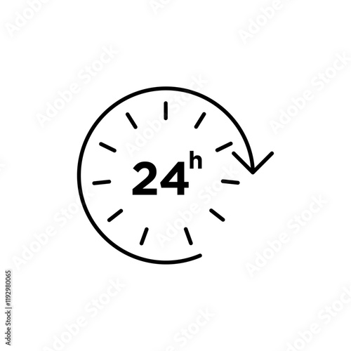 24 Hrs icon linear logo isolated