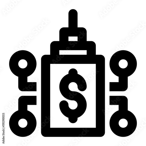 enterprise central component, erp system, business technology outline icon